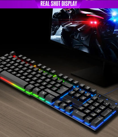 T20 Wired Keyboard Computer Accessories Russian Spanish Keyboard USB Game RGB Backlit Mechanical Touch Keycap Standard 104 Keys