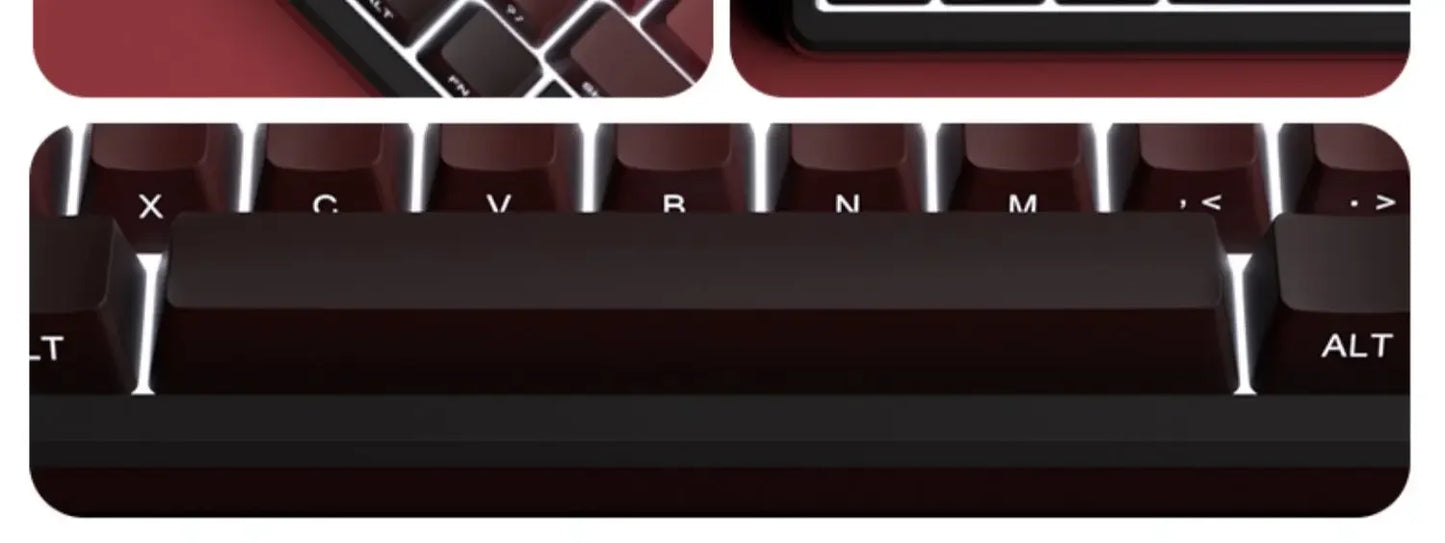 Neue Keycaps für 60/64/84/98/108 Gaming-Mechaniktastaturen mit MX-Switches, 135 Tasten, OEM PBT, seitlich graviert, Farbverlauf in Rot und Schwarz