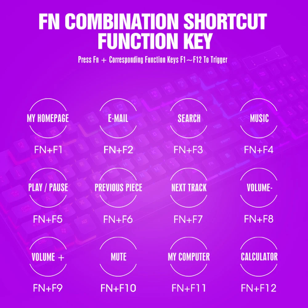 T20 Wired Keyboard Computer Accessories Russian Spanish Keyboard USB Game RGB Backlit Mechanical Touch Keycap Standard 104 Keys