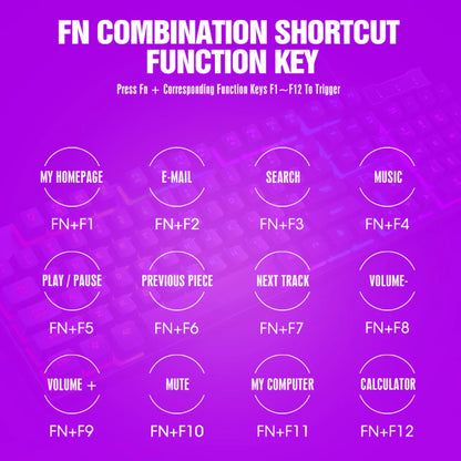 T20 Wired Keyboard Computer Accessories Russian Spanish Keyboard USB Game RGB Backlit Mechanical Touch Keycap Standard 104 Keys