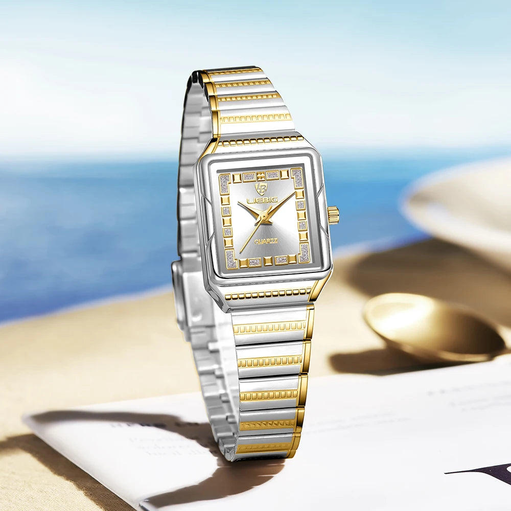 LIEBIG Lady Top Brand Luxury Quartz Watches Stainless Steel Strip Watch For Women Fashion Waterproof Wristwatch Relogio Feminino