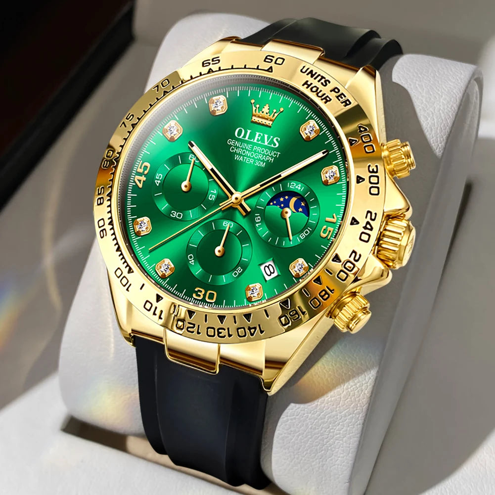 OLEVS Herrenuhr – Luxuriöse, wasserdichte und leuchtende Quarzuhr mit Chronograph und Datumsanzeige – Sportuhr für Herren einer führenden Marke