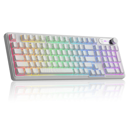 Magegee Gk960 Membrane Keyboard Wireless 2.4g Bt 98 Keys Abs Side Engraved Keycaps Adjustable Rgb Lights for Office Game Windows