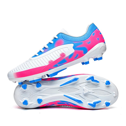 Chaussures de football FG pour hommes adultes, crampons pour terrain ferme, semelle respirante en PU résistante à l'usure pour l'entraînement et la compétition de football sur pelouse en plein air