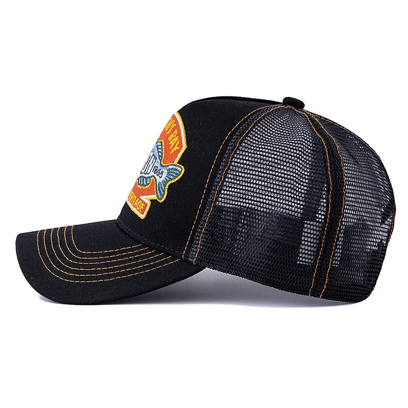 Unisex Summer Fishing Baseball Cap Breathable Mesh Trucker Hat Men Women Big Fish Fisherman Style Cap Fashion Outdoor Hat Cap