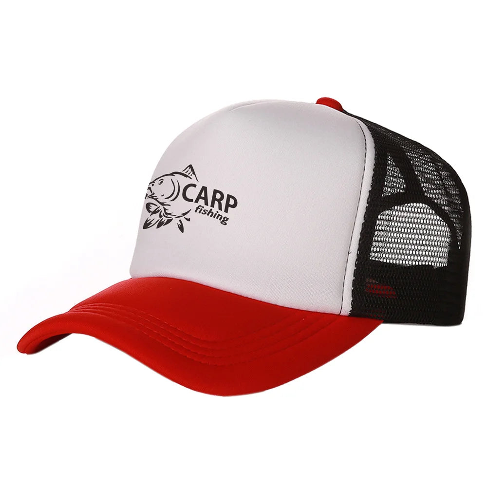 „Carp Fish“ vyriškos „Trucker“ kepurės, juokingos žvejybos motyvais, beisbolo kepurės, vėsios vasarinės unisex kepurės iš tinklelio MZ-169