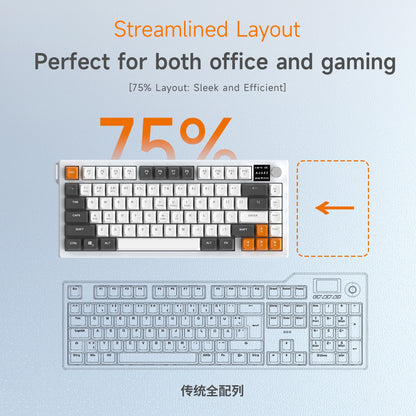 Ajazz AF82 Series 75% Layout Wireless Keyboard with 4000mAh Battery Low Profile Keys Bluetooth Tri-Mode Connectivity  RGB