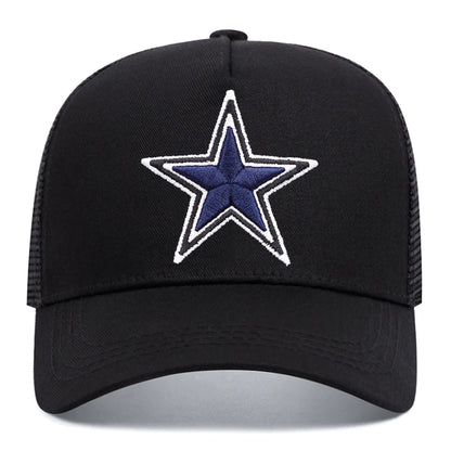 Simple symbol five-pointed star Embroidery outdoors  baseball cap Summer breathability Hip hop mesh cap trucker hat