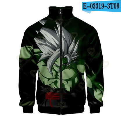 New Fashion Dragon Ball Print Stand Collar Zipper Hoodie Men Women Zipper Hoodies Jackets Long Sleeve Sport Hip Hop Sweatshirts