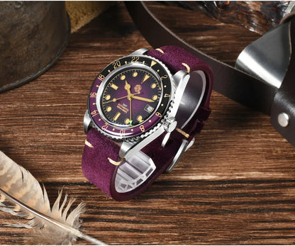 2025 New San Martin SN0134 Men Watch NH34 GMT Sandwich Dial 40mm Bidirectional Sapphire Bezel Luxury Sports Watch 20Bar Watches