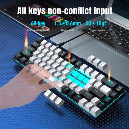Glo 68 Keys Mechanical Keyboard Ergonomics RGB Backlit LED Hot Swappable Blue Switch Gaming Keyboard for PC Laptop Office