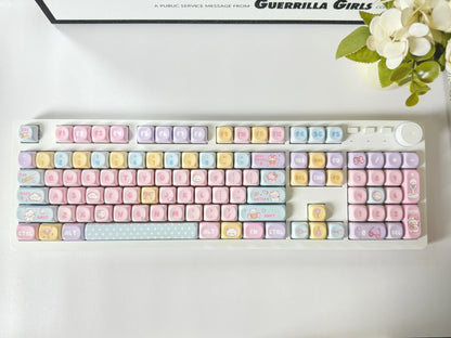 MOA Keycaps PBT Cute Candy Bear 131 Keys Small Full Set for 60/64/84/98/108 Gaming Mechanical Keyboard MX Switch