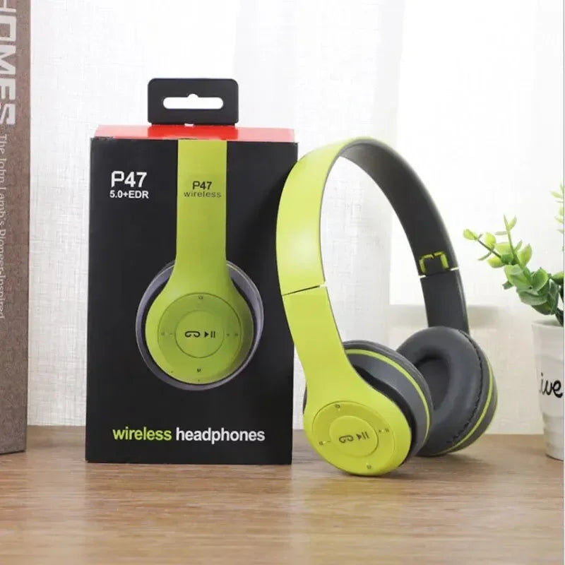 P47 Bluetooth 5.0 Wireless Headphones Foldable HiFi Stereo Bass Headset with Mic, Portable Over-Ear Bluetooth Headphones for Kids, Gaming & Music