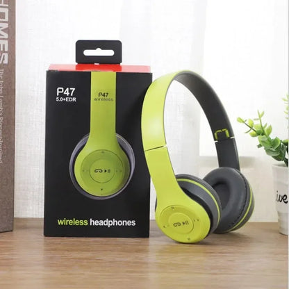 P47 Bluetooth 5.0 Wireless Headphones Foldable HiFi Stereo Bass Headset with Mic, Portable Over-Ear Bluetooth Headphones for Kids, Gaming & Music