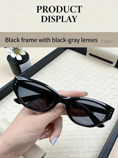 Minimalist Oval Cat-eye Glasses Women's Fashion Outdoor Folding Sunglasses Sun Shading UV Sunscreen Glasses Stylish Accessory