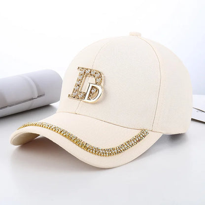 CNTANG 2024 Fashion Diamond D Letter Baseball Cap For Women Snapback Summer Outdoor Sun Protection Hat Autumn Casual Ladies Caps