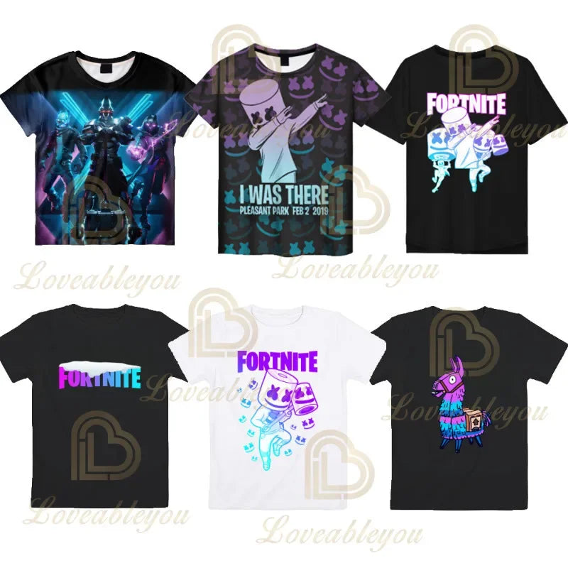 Cartoon-T-Shirt für Jungen und Mädchen, Fortnite-T-Shirt Battle Royale 3D, 3 bis 14 Jahre, Victory Royale, Gaming-Oberteil für Kinder und Teenager