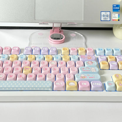 MOA Keycaps PBT Cute Candy Bear 131 Keys Small Full Set for 60/64/84/98/108 Gaming Mechanical Keyboard MX Switch