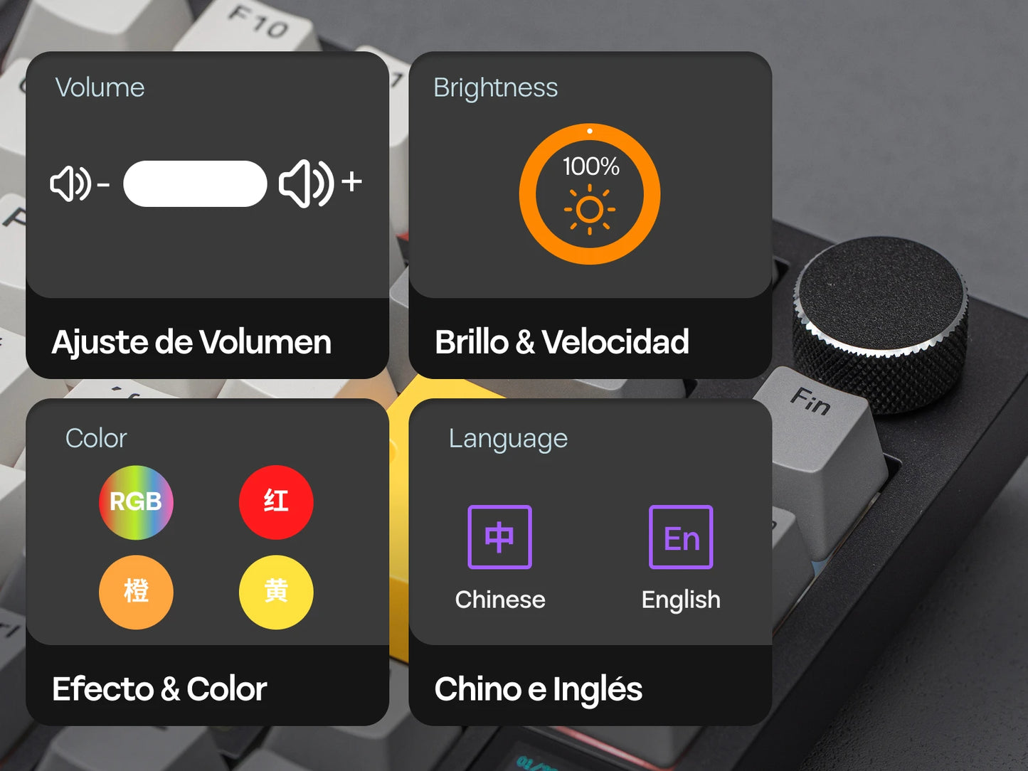 ISO-ES Layout EPOMAKER X AJAZZ AK820 PRO 75% Spanish Layout Wired/2.4GHz/BT Mechanical Keyboard with Screen & Knob for Pc/Mac
