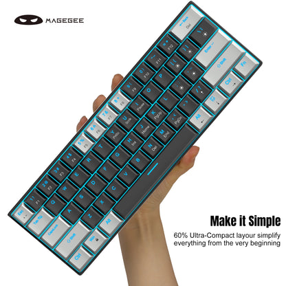 MageGee MK-Star61 60% Mechanical Gaming Keyboard 61Keys Sea Blue Backlit Small Compact Portable 60 Percent Gaming Keyboard Gamer
