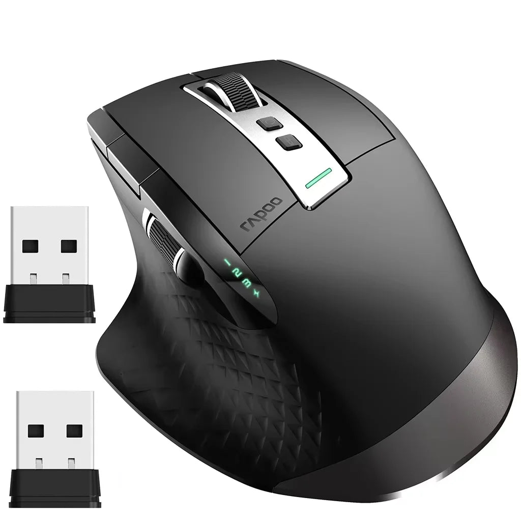 Rapoo New MT710L kabellose, wiederaufladbare Multi-Mode-Bluetooth-Maus, ergonomisch, 4000 DPI, unterstützt bis zu 4 Geräte, Büromaus