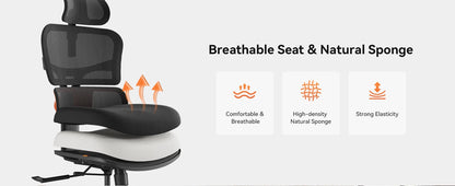 NEWTRAL NT001 Ergonomic Office Chair with Auto-Following Lumbar Support, Adjustable Headrest, 3D Armrest, Reclining Executive Desk Chair
