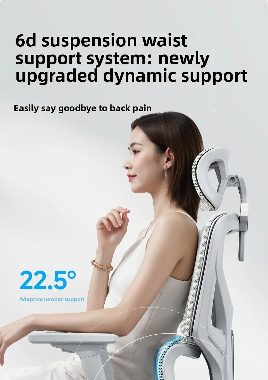 Sedia da ufficio ergonomica in rete con supporto lombare 6D, sedia da computer con schienale alto, sedia da scrivania reclinabile regolabile con poggiapiedi