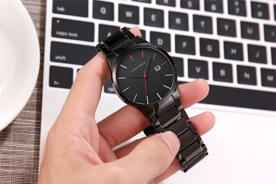 Zegarek męski Hannah Martin, koperta ze stali nierdzewnej, mechanizm kwarcowy, tarcza o średnicy 41 mm, styl biznesowy, z funkcją kalendarza (imitacja)