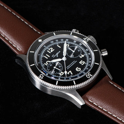 Sugess Watch 1963 Men Watches ST1901 Chronograph Luminous Mechanical Wristwatches Waterproof Crystal Sapphire Italian Leather