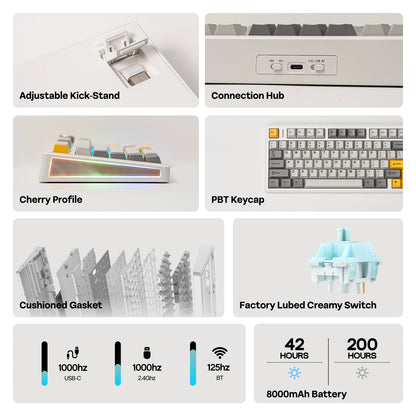 EPOMAKER TH80 V2 75% ANSI US Layout Gasket Tri-mode Wireless Mechanical Gaming Keyboard with 8000mAh Battey & RGB Backlight