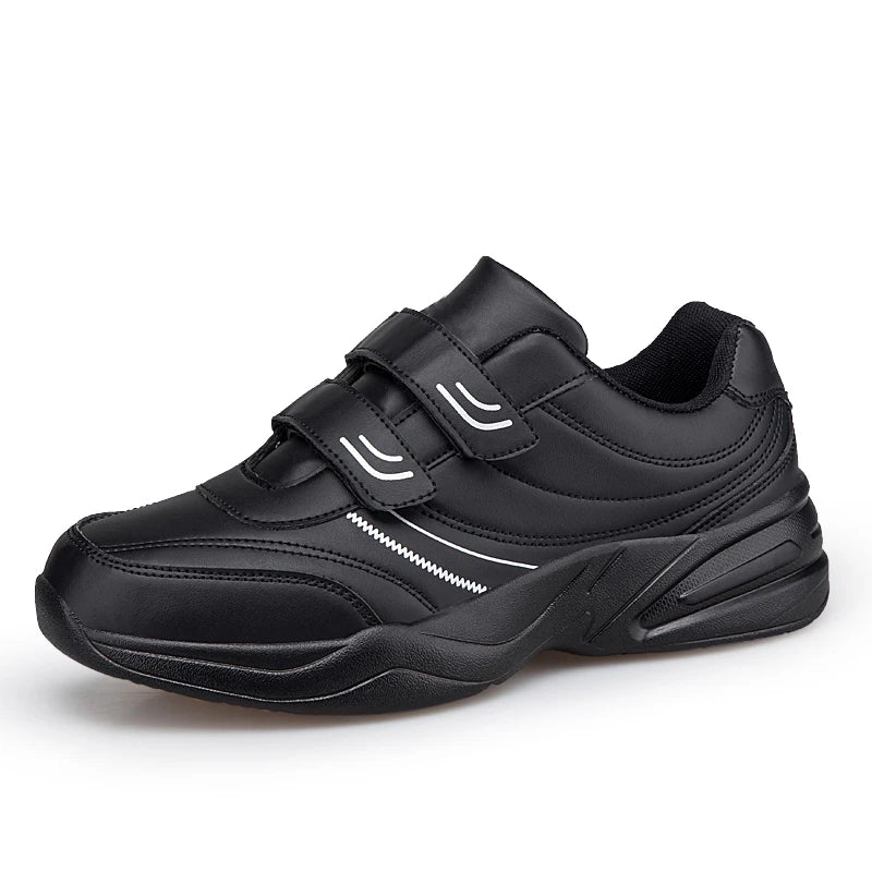 Sneakers da uomo in pelle regolabili con chiusura a strappo, scarpe sportive casual, sneakers bianche, scarpe da ginnastica sportive da uomo