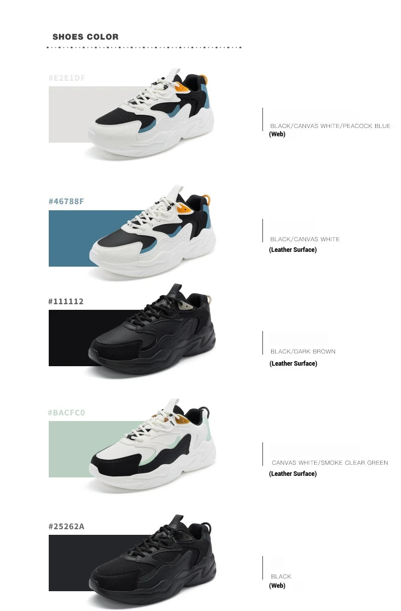 Xtep Casual Shoes For Men Breathable Thick Sole Heightened Lightweight Strong Wrapping Street Style Sports Shoes 977319320047