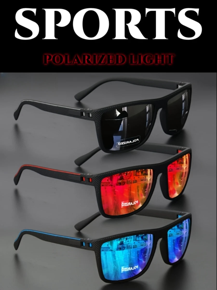 2025 New Square Frame Polarized Sunglasses High-Quality Spring Hinges Multicolor Coated Lenses for Vacation Driving Fishing UV P