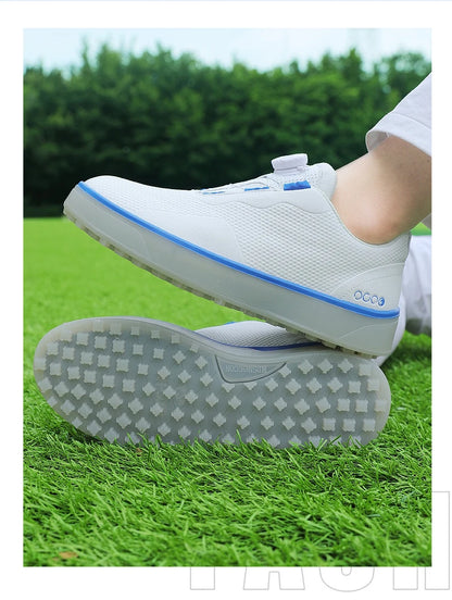 Couple Golf Shoes  Men's White Waterproof  Rotating buckle Fitness Spikeless Non slip Golf Golfer Training Golf Sneakers Women