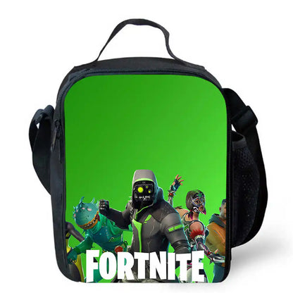 Bolsas de almuerzo para niños, bolsas escolares y de picnic Fortnite de dibujos animados para niñas y niños, bolsas térmicas portátiles y ligeras para almuerzo infantil