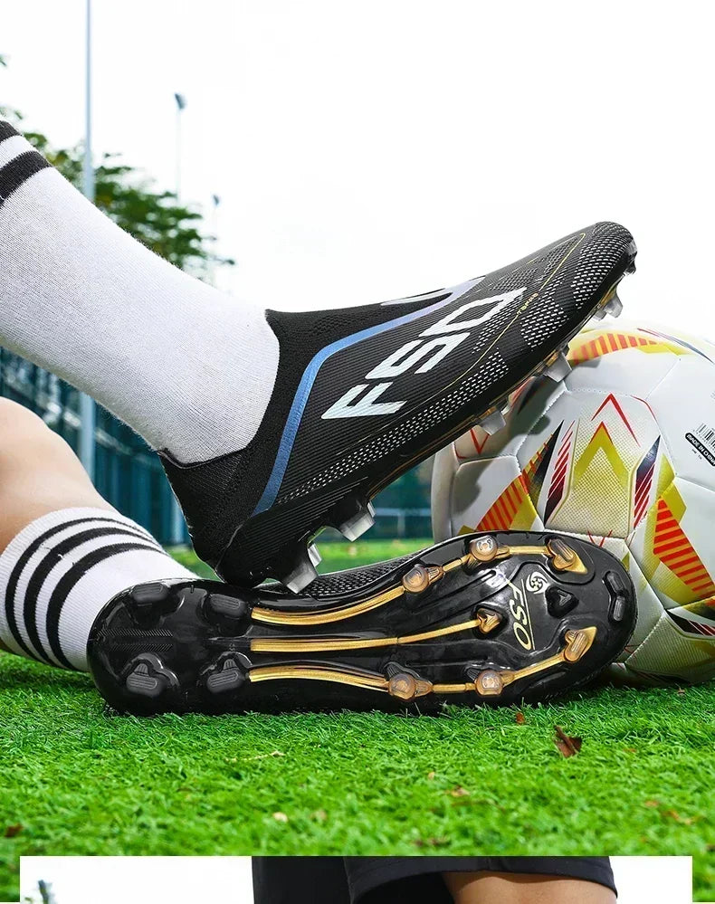 Nouvelles chaussures de football pour hommes, de haute qualité, très vendues, antidérapantes, mi-hautes, légères, pour l'extérieur, crampons de match, pour l'entraînement sur gazon.
