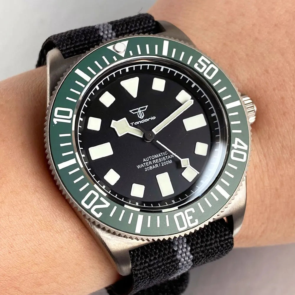 Titanium Case Tandorio 42mm Retro FXD NH35 PT5000 Mechanical Men's Watch Sapphire 200M Diver Watches Luminous Watches for Men
