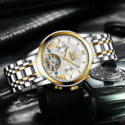 LIGE automatische mechanische polshorloges voor heren – Luxe horloge uit het topsegment met tourbillon, elegant en waterdicht model, ideaal voor op het werk of formele gelegenheden.