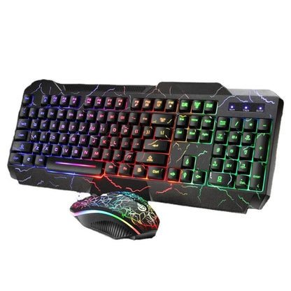 Computer Desktop Wired Gaming Keyboard Mouse Mechanical Feel Led Light Backlit Keyboard Mouse Combos