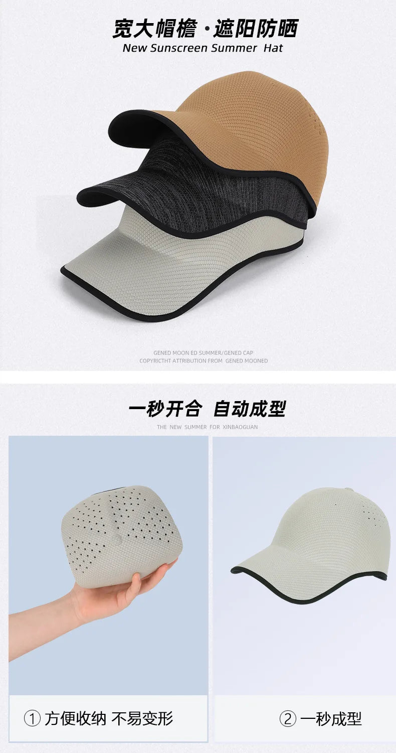 Seamless Baseball Cap for Men Quick Drying Packable Sports Hat Outdoor Fishing Climbing Sport Lightweight Visor Cap Sun Hat