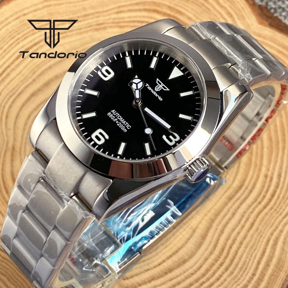 Tandorio Men's Automatic Watch Mechanical Miyota 8215/PT5000 Movt Sapphire Glass 36mm/39mm Explorer Style Wristwatch Luminous