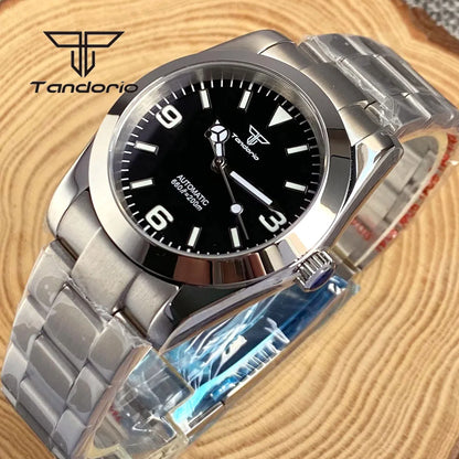 Tandorio Men's Automatic Watch Mechanical Miyota 8215/PT5000 Movt Sapphire Glass 36mm/39mm Explorer Style Wristwatch Luminous