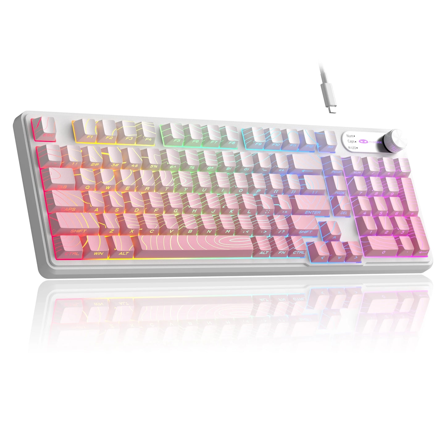 Magegee Gk960 Membrane Keyboard Wireless 2.4g Bt 98 Keys Abs Side Engraved Keycaps Adjustable Rgb Lights for Office Game Windows