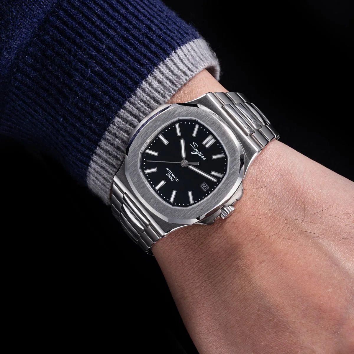 Sugess Men's Watch Automatic Mechanical Wristwatch Miyota 9015 Movement MOP Dial Luminous Waterproof 5bar Bracelet Luxury S466