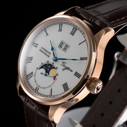 Sugess Watch Tianjin ST25 Automatic Mechanical Movement Real Moonphase Men Watches Luxury Wristwatch Retro Reloj Hombre Sapphire