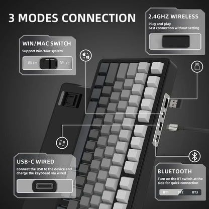 ATTACK SHARK X85/X85Pro Wireless Mechanical Keyboard 75% 82 Keys Tri-Mode Bluetooth Wird RGB Hot Swap Gasket Knob Large battery