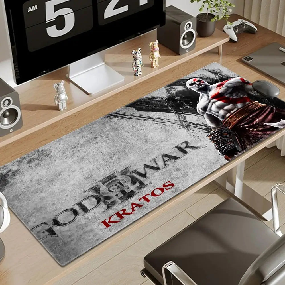 Xxl Mouse Pad God of War Desk Mat Gaming Accessories Keyboard Computer Mousepad Gamer Large Pc Cabinet Office Table Carpet Rug