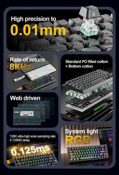 ATTACK SHARK X68HE Esports magnetic axis keyboard 8KHz return rate,total area 0.01mm,and 0.125ms rate class Ultra-low latency