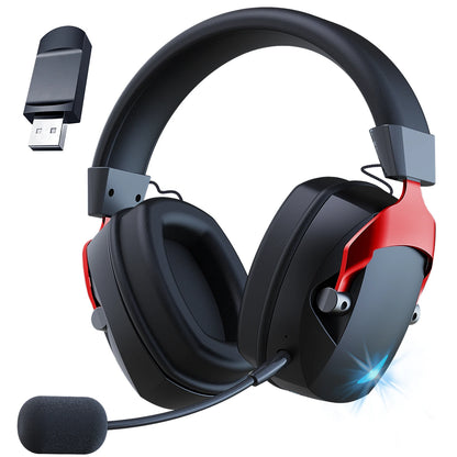 Wireless Gaming Headset with Detachable Noise Cancelling Microphone – Bluetooth 5.3, 2.4G Wireless & 3.5mm Wired Gaming Headphones for PC, PS5, PS4, Mobile