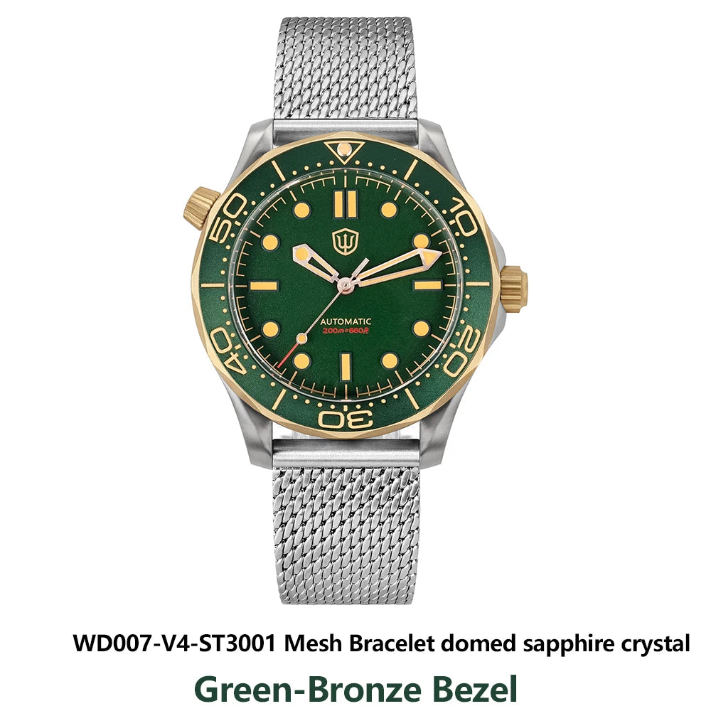 Watchdives WD007 V4 Titanium NTTD Dive Watch PT5000 Automatic Movement Sapphire Super Luminous Domed Crystal 42mm Men Watches